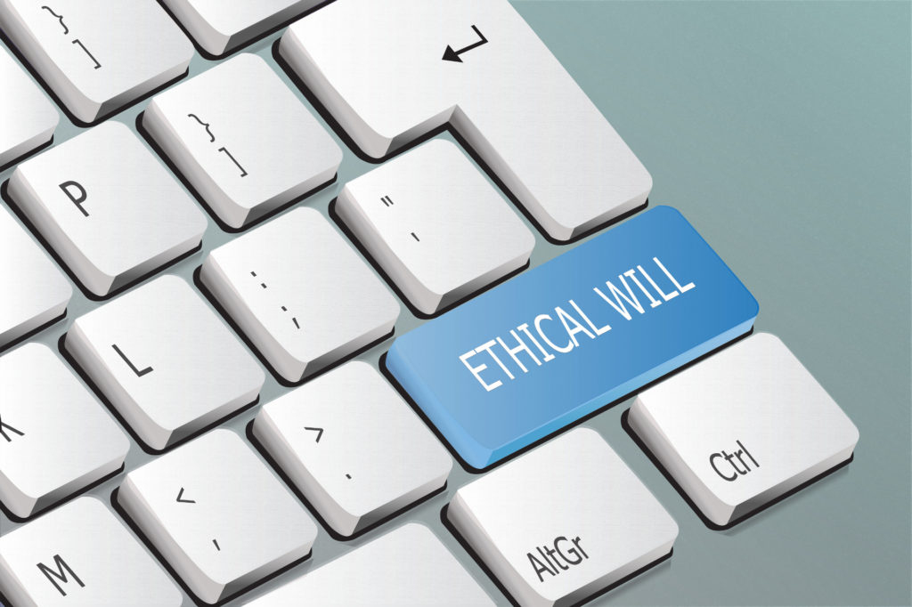 ethical will written on laptop enter button