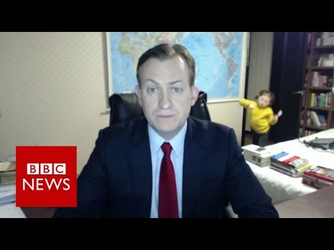 Picture of BBC video with children interrupting while working remotely
